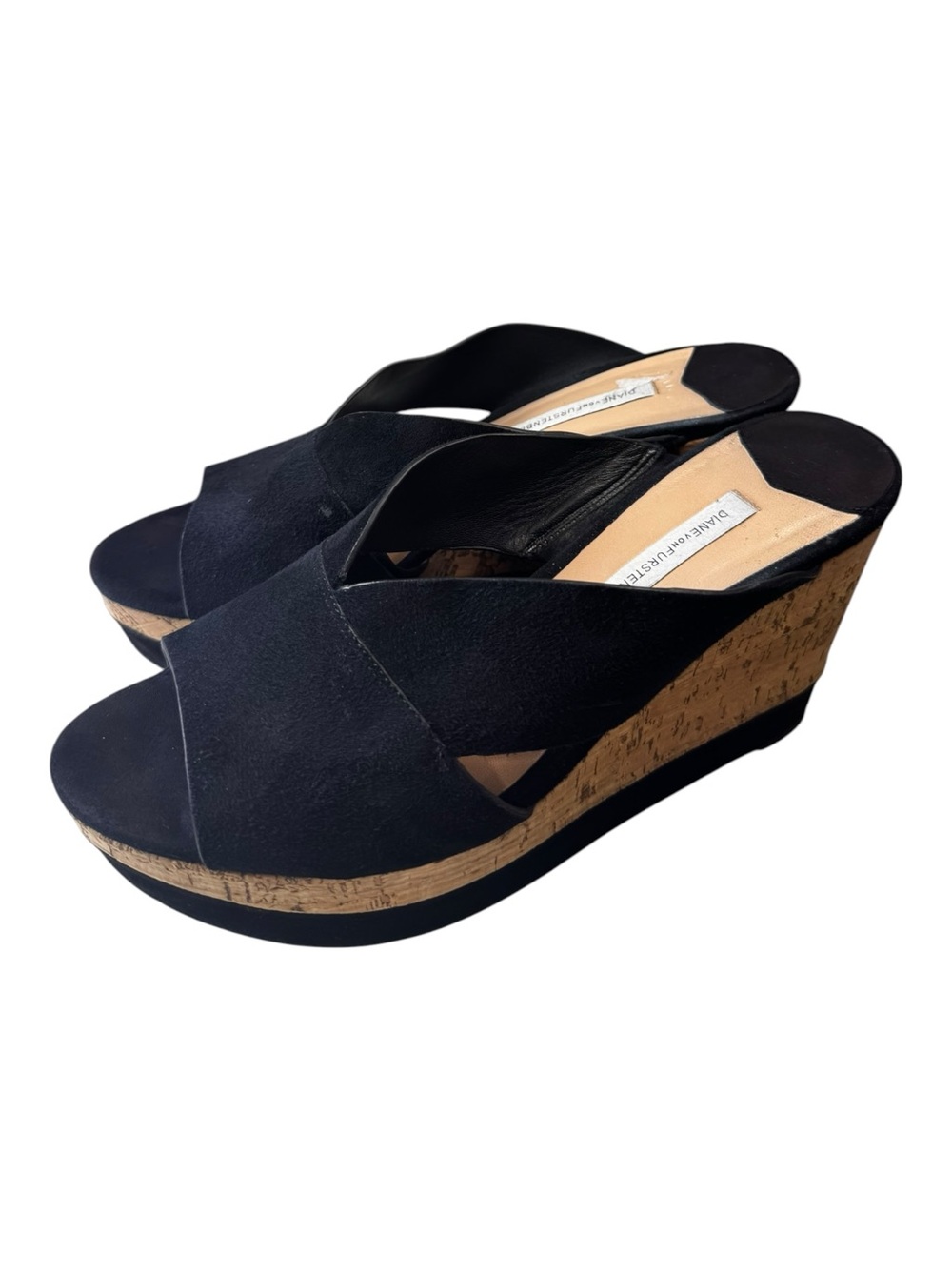 Diane Von Furstenberg Black Suede V-Cut Slide Mules
